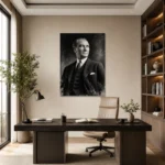 Asil Duruş Monokrom Yağlı Boya Atatürk Kanvas Tablo - ürün görseli 1