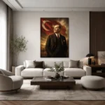 Atatürk ve Dalgalanan Türk Bayrağı Kanvas Tablo - ürün görseli 2