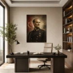 Atatürk ve Türk Bayrağı Yağlı Boya Kanvas Tablo - ürün görseli 1