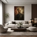 Atatürk ve Türk Bayrağı Yağlı Boya Kanvas Tablo - ürün görseli 2