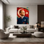Geometrik Atatürk Portresi ve Türk Bayrağı Kanvas Tablo - ürün görseli 2