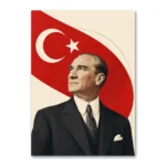 Minimalist Modern Atatürk ve Türk Bayrağı Kanvas Tablo