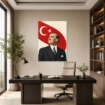 Minimalist Modern Atatürk ve Türk Bayrağı Kanvas Tablo - ürün görseli 2