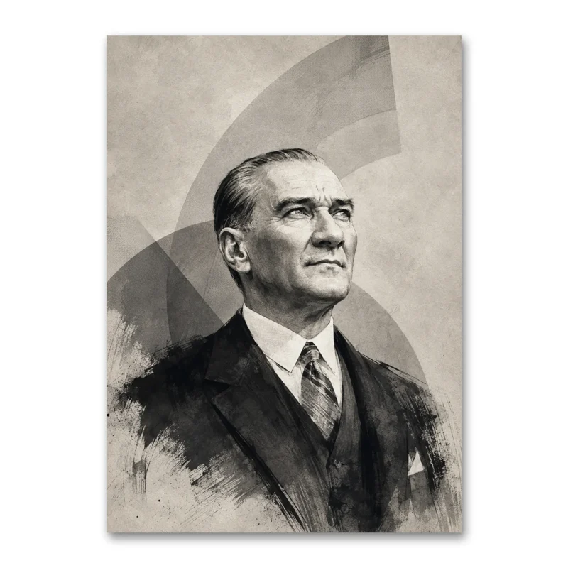 Zamansız Bakış Modern Atatürk Portresi Kanvas Tablo