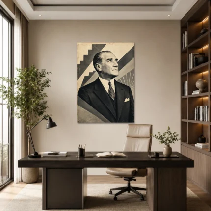 Cumhuriyetin Yükselişi Vintage Atatürk Kanvas Tablo - ürün görseli 1