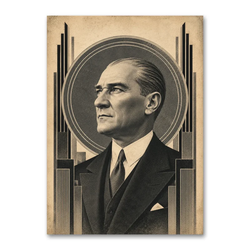 Cumhuriyetin Mimarı Art Deco Atatürk Kanvas Tablo