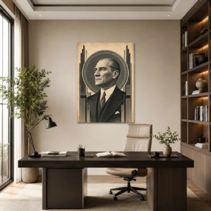 Cumhuriyetin Mimarı Art Deco Atatürk Kanvas Tablo - ürün görseli 1