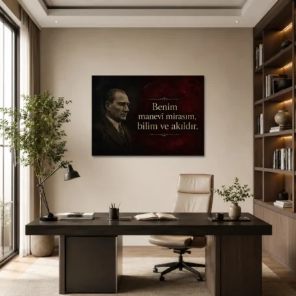 Benim Manevi Mirasım Bilim ve Akıldır Atatürk Sözü Kanvas Tablo - ürün görseli 1