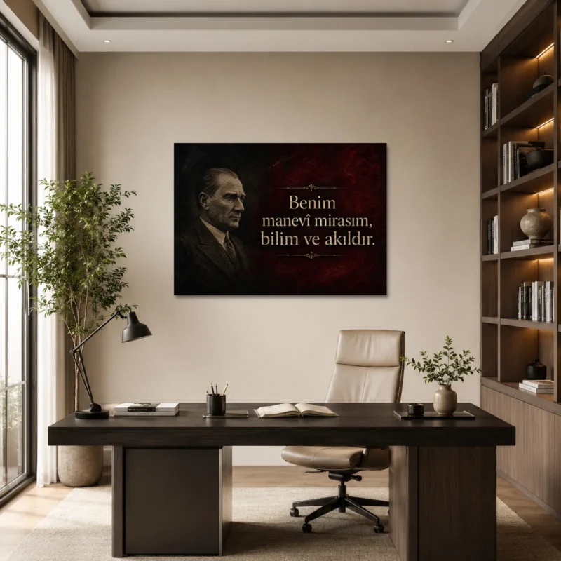 Benim Manevi Mirasım Bilim ve Akıldır Atatürk Sözü Kanvas Tablo - ürün görseli 1