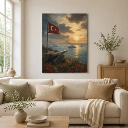 Çanakkale Geçilmez 1915 Deniz Savunması Kanvas Tablo - ürün görseli 1