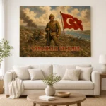 Çanakkale Geçilmez Bayraklı Mehmetçik Kanvas Tablo - ürün görseli 1