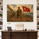 Çanakkale Geçilmez Bayraklı Mehmetçik Kanvas Tablo - ürün görseli 2