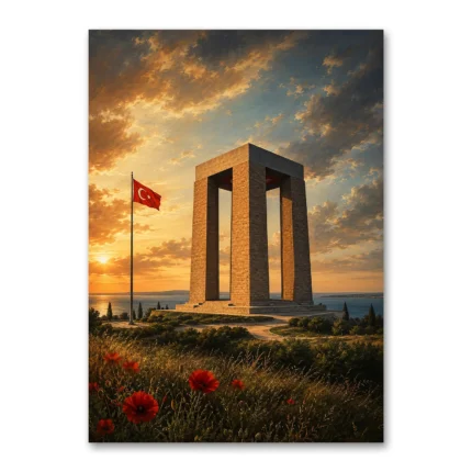 Çanakkale Şehitler Abidesi Gün Batımı Kanvas Tablo