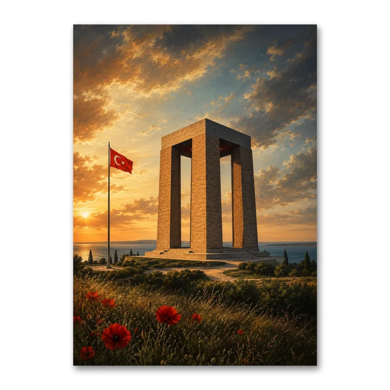 Çanakkale Şehitler Abidesi Gün Batımı Kanvas Tablo