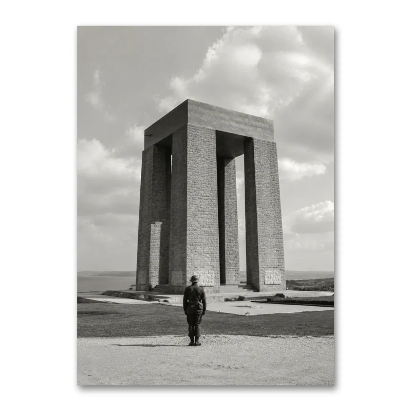Çanakkale Şehitler Abidesi Siyah Beyaz Kanvas Tablo