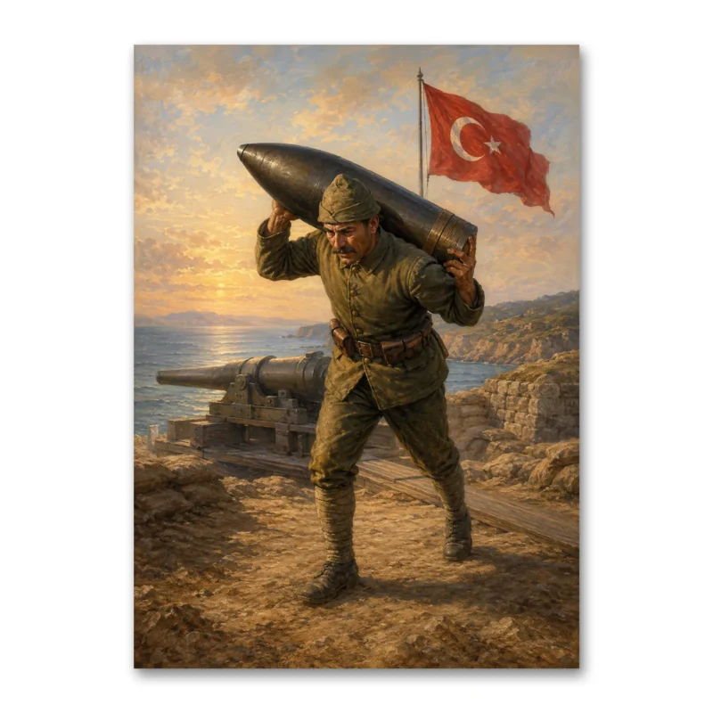 Çanakkale Seyit Onbaşı ve Türk Bayrağı Kanvas Tablo