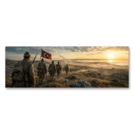 Çanakkale’de Gün Doğumunda Cepheye Yürüyen Askerler Kanvas Tablo