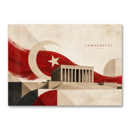 Cumhuriyet Anıtkabir Türk Bayrağı Modern Kanvas Tablo