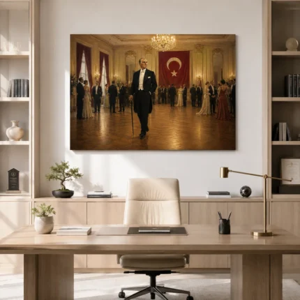 Cumhuriyet Balosu Atatürk Türk Bayrağı Kanvas Tablo - ürün görseli 1