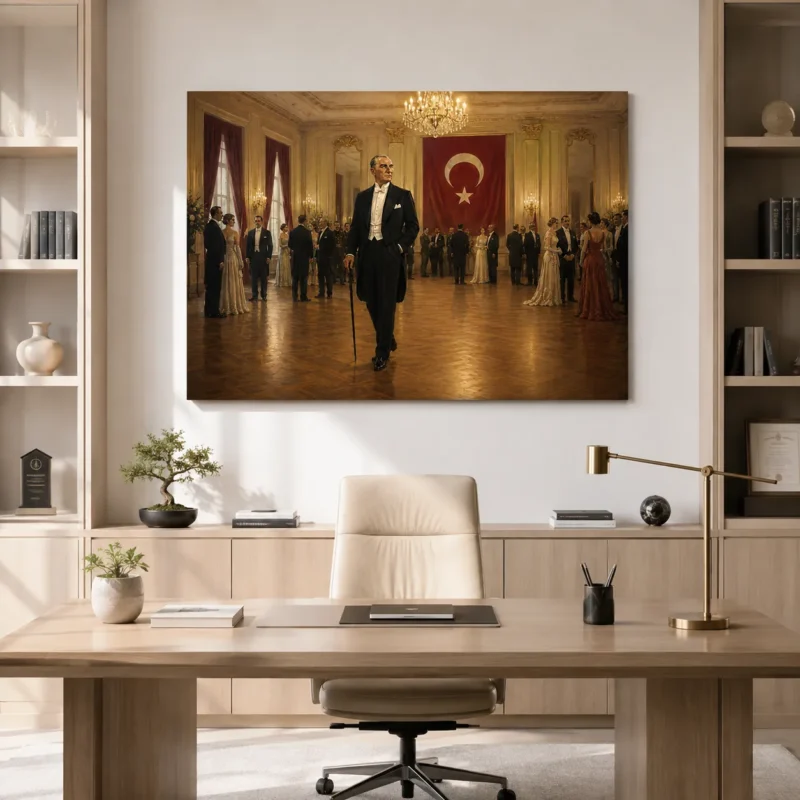 Cumhuriyet Balosu Atatürk Türk Bayrağı Kanvas Tablo - ürün görseli 1