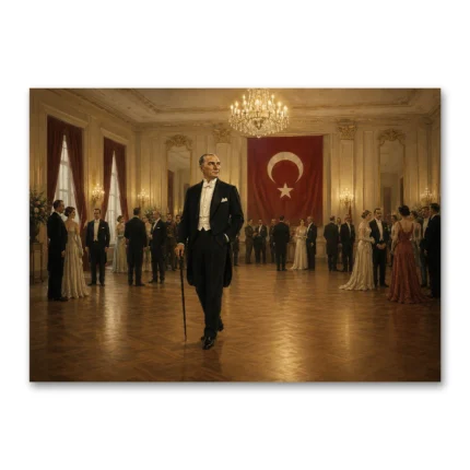 Cumhuriyet Balosu Atatürk Türk Bayrağı Kanvas Tablo