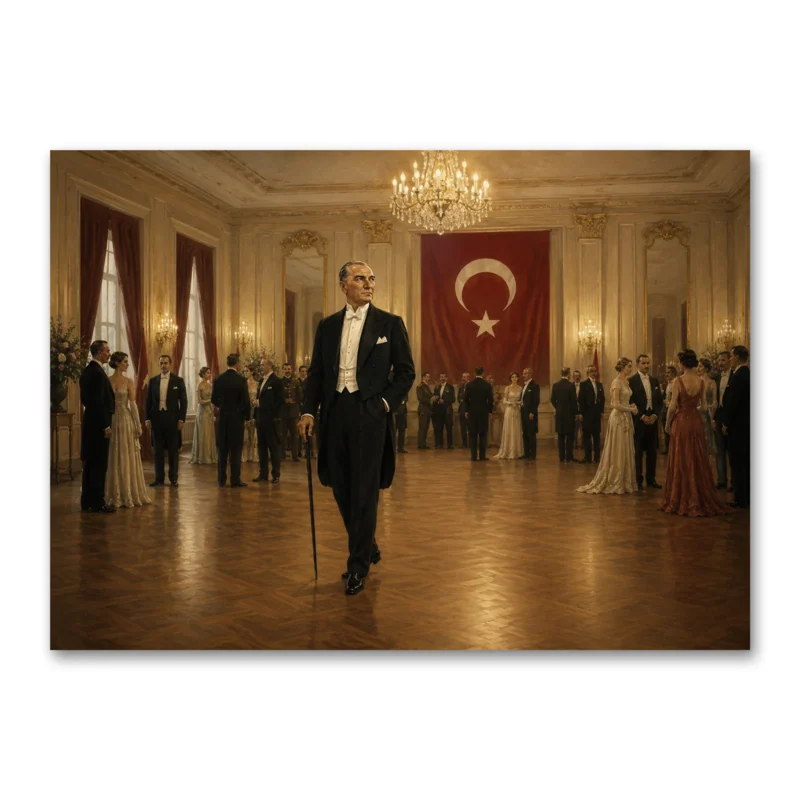 Cumhuriyet Balosu Atatürk Türk Bayrağı Kanvas Tablo