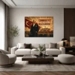Cumhuriyet Biz Böyle Kazandık Vintage Atatürk Kanvas Tablo - ürün görseli 2