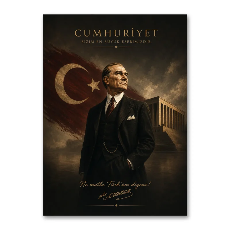 Cumhuriyet Bizim En Büyük Eserimizdir Atatürk Kanvas Tablo