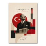 Cumhuriyet Bizim En Büyük Eserimizdir Modern Geometrik Atatürk Kanvas Tablo