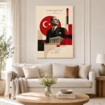 Cumhuriyet Bizim En Büyük Eserimizdir Modern Geometrik Atatürk Kanvas Tablo - ürün görseli 2