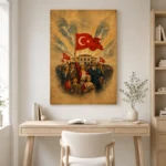 Cumhuriyet Coşkusunda Türk Bayrağı ve Halk Kanvas Tablo - ürün görseli 2