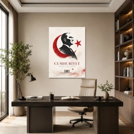 Cumhuriyet Egemenlik Milletindir Atatürk Kanvas Tablo - ürün görseli 1