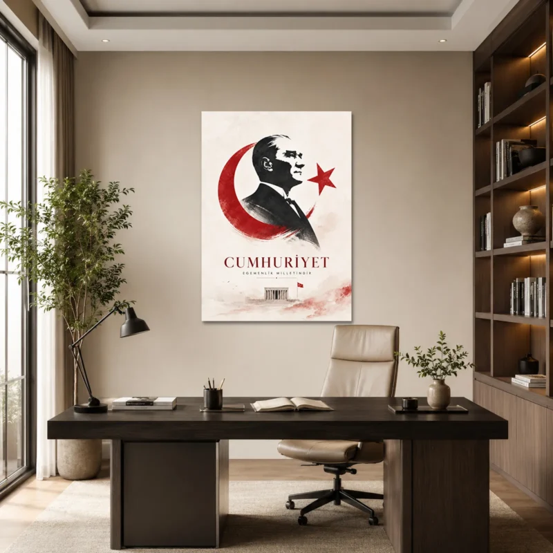 Cumhuriyet Egemenlik Milletindir Atatürk Kanvas Tablo - ürün görseli 1
