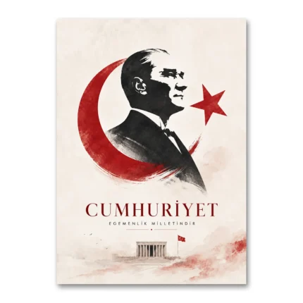 Cumhuriyet Egemenlik Milletindir Atatürk Kanvas Tablo