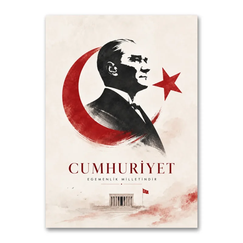 Cumhuriyet Egemenlik Milletindir Atatürk Kanvas Tablo