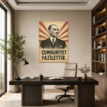 Cumhuriyet Fazilettir Vintage Atatürk Kanvas Tablo - ürün görseli 1