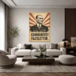 Cumhuriyet Fazilettir Vintage Atatürk Kanvas Tablo - ürün görseli 2