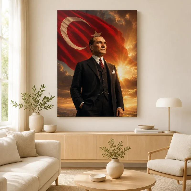 Cumhuriyet Işığında Atatürk Portresi Kanvas Tablo - ürün görseli 1