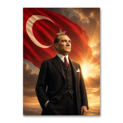 Cumhuriyet Işığında Atatürk Portresi Kanvas Tablo
