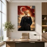 Cumhuriyet Işığında Atatürk ve Türk Bayrağı Kanvas Tablo - ürün görseli 2