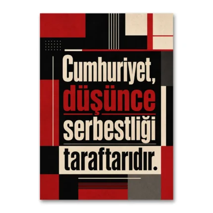 Cumhuriyet ve Düşünce Serbestliği Atatürk Sözü Kanvas Tablo