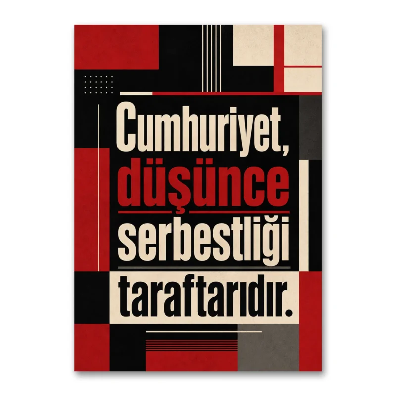 Cumhuriyet ve Düşünce Serbestliği Atatürk Sözü Kanvas Tablo