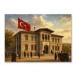 İlk TBMM Binası ve Türk Bayrağı Kanvas Tablo