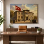 İlk TBMM Binası ve Türk Bayrağı Kanvas Tablo - ürün görseli 2