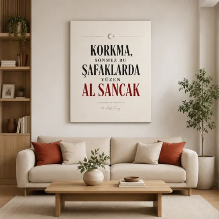 İstiklâl Marşı Korkma Sönmez Bu Şafaklarda Kanvas Tablo - ürün görseli 1