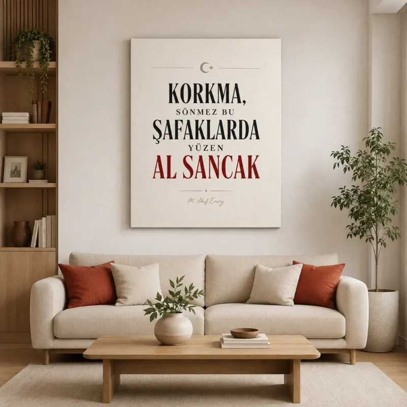 İstiklâl Marşı Korkma Sönmez Bu Şafaklarda Kanvas Tablo - ürün görseli 1