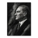 Kararlı Profil Monokrom Yağlı Boya Atatürk Kanvas Tablo