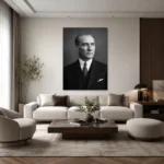Klasik Siyah Beyaz Atatürk Portresi Kanvas Tablo - ürün görseli 2
