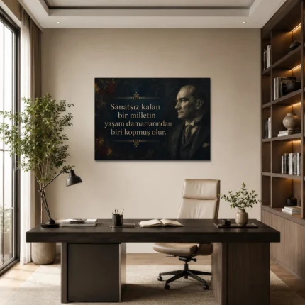 Sanatsız Kalan Bir Millet Atatürk Sözü Kanvas Tablo - ürün görseli 1