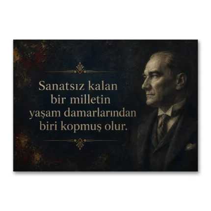 Sanatsız Kalan Bir Millet Atatürk Sözü Kanvas Tablo